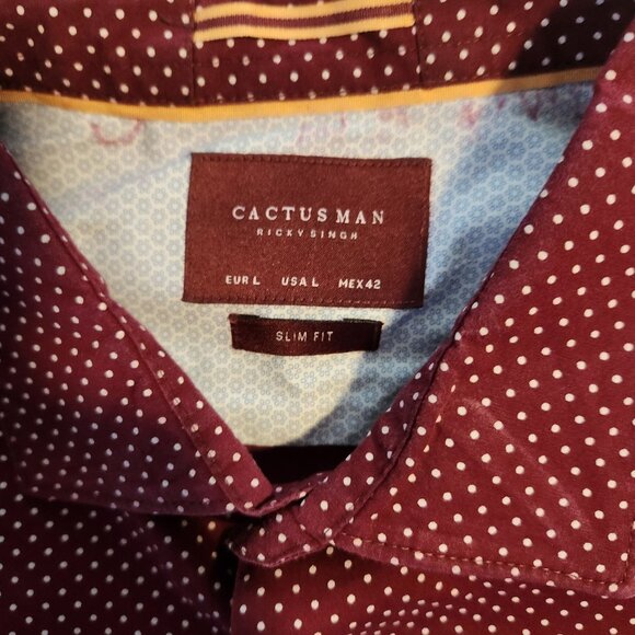 Ricky Singh Cactus Man Shirt‎ Long Sleeve Red White Polka Dot Large EUC - Picture 7 of 10